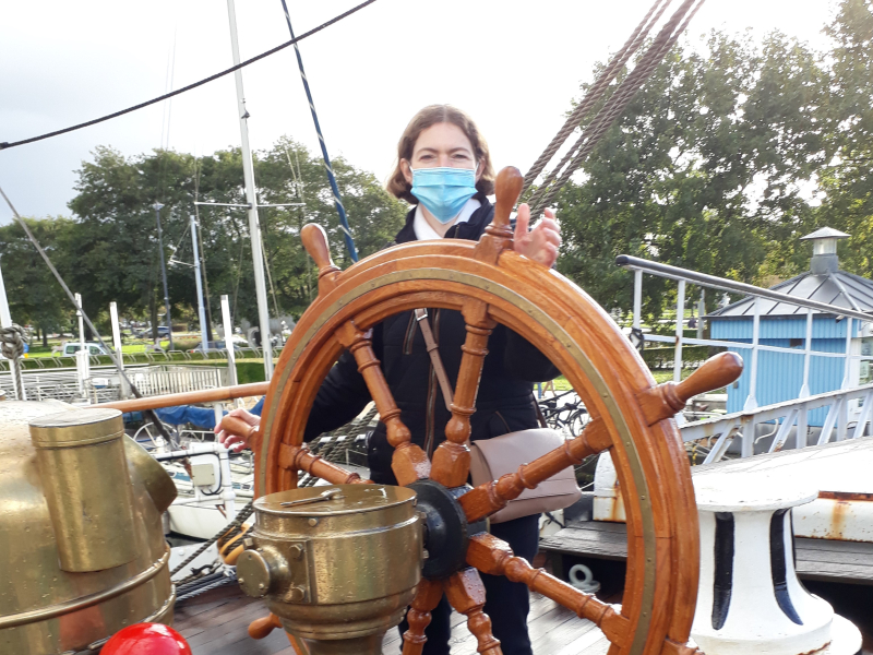 Bij het scheepsroer van de Mercator