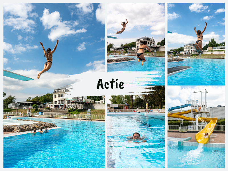 Actie in het buitenzwembad
