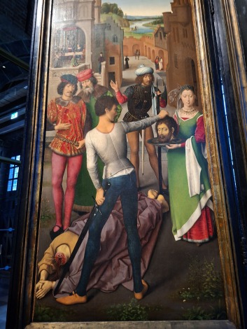 Fragment uit een schilderij van Memling met onthoofding