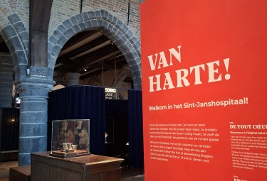 Bord met 'van harte welkom' in het Sint-Janshospitaal